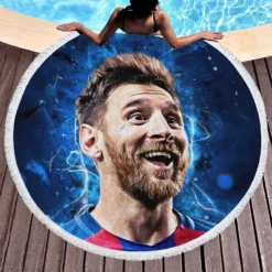 Lionel Messi  Barca Forward Soccer Player Round Beach Towel 1