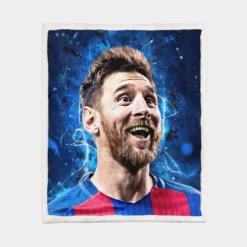 Lionel Messi  Barca Forward Soccer Player Sherpa Fleece Blanket 1