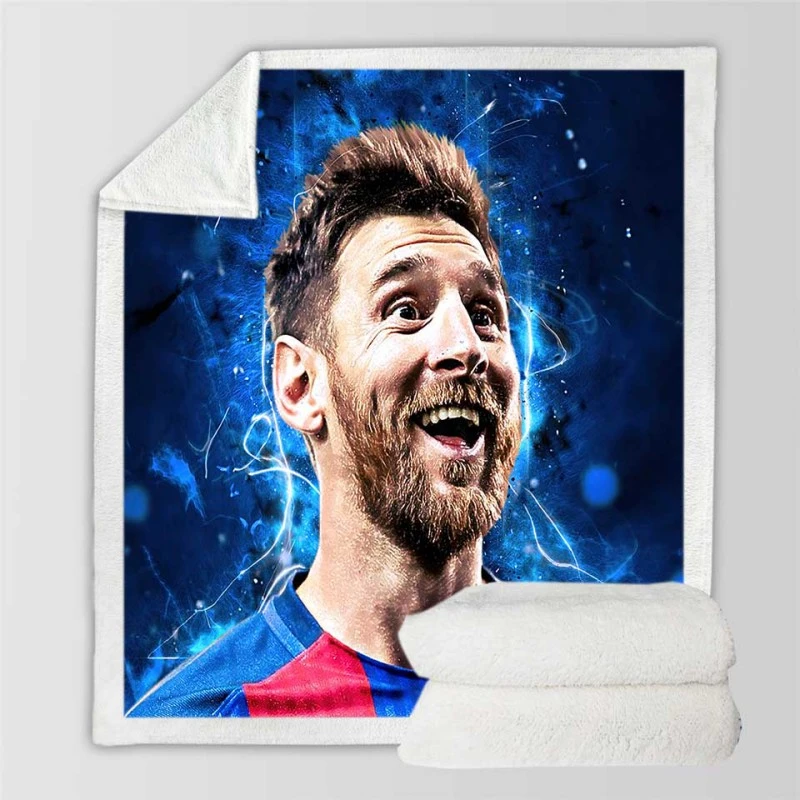 Lionel Messi  Barca Forward Soccer Player Sherpa Fleece Blanket