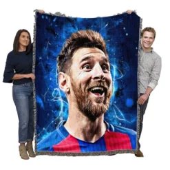 Lionel Messi  Barca Forward Soccer Player Woven Blanket