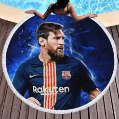 Lionel Messi  Barca Greatest Soccer Player Round Beach Towel 1