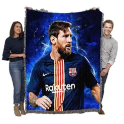 Lionel Messi  Barca Greatest Soccer Player Woven Blanket