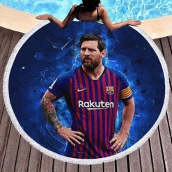 Lionel Messi  Barca La Liga Soccer Player Round Beach Towel 1