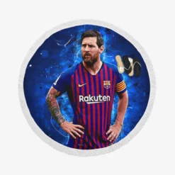 Lionel Messi  Barca La Liga Soccer Player Round Beach Towel