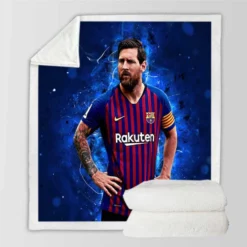 Lionel Messi  Barca La Liga Soccer Player Sherpa Fleece Blanket