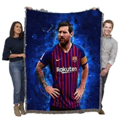 Lionel Messi  Barca La Liga Soccer Player Woven Blanket