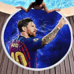 Lionel Messi  Barca Ligue 1 Football Player Round Beach Towel 1