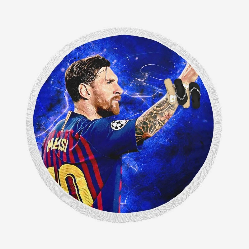 Lionel Messi  Barca Ligue 1 Football Player Round Beach Towel