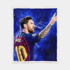 Lionel Messi  Barca Ligue 1 Football Player Sherpa Fleece Blanket 1