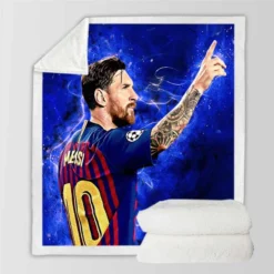 Lionel Messi  Barca Ligue 1 Football Player Sherpa Fleece Blanket