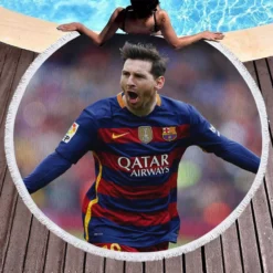 Lionel Messi Barca Physical Footballer Player Round Beach Towel 1