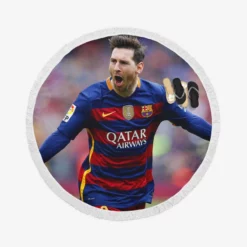 Lionel Messi Barca Physical Footballer Player Round Beach Towel