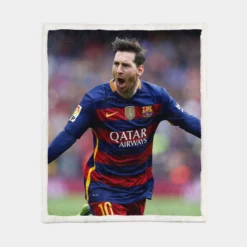 Lionel Messi Barca Physical Footballer Player Sherpa Fleece Blanket 1