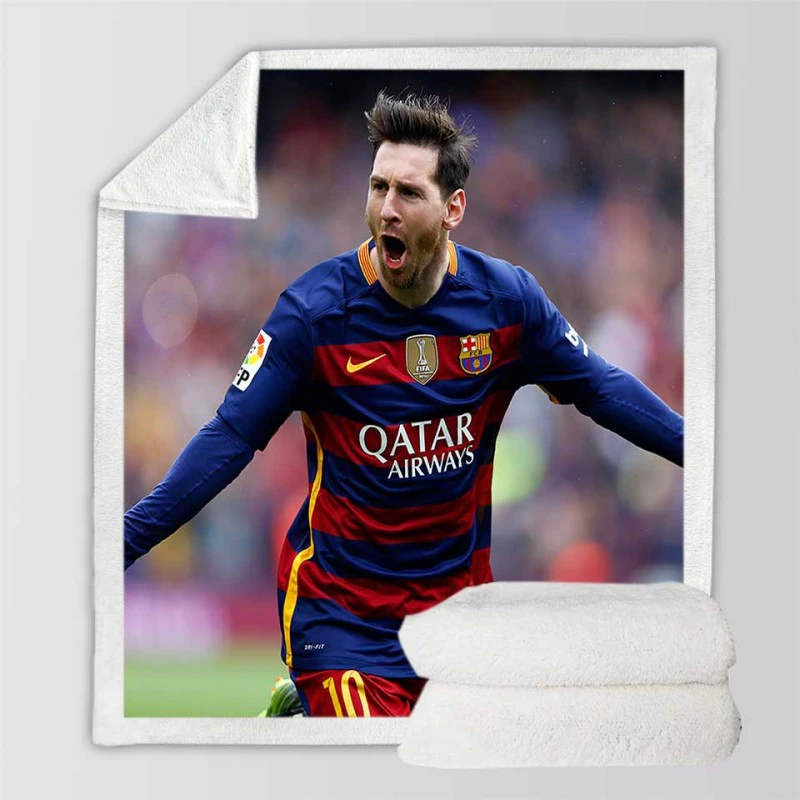 Lionel Messi Barca Physical Footballer Player Sherpa Fleece Blanket