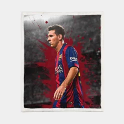 Lionel Messi  Barca most goals in La Liga Player Sherpa Fleece Blanket 1