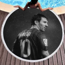 Lionel Messi  Barcelona Round Beach Towel 1