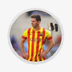 Lionel Messi Barcelona Stripe Jersey Round Beach Towel