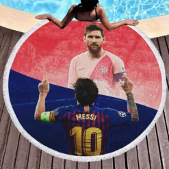 Lionel Messi Capable Barca Soccer Player Round Beach Towel 1