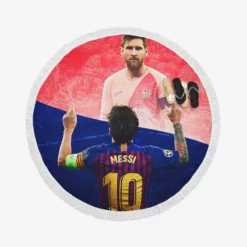 Lionel Messi Capable Barca Soccer Player Round Beach Towel