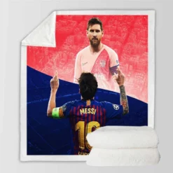 Lionel Messi Capable Barca Soccer Player Sherpa Fleece Blanket