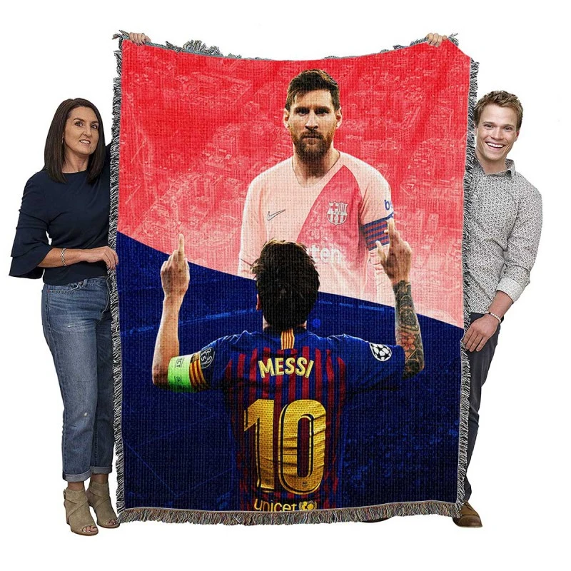 Lionel Messi Capable Barca Soccer Player Woven Blanket