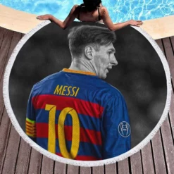 Lionel Messi Competitive Football Player Round Beach Towel 1