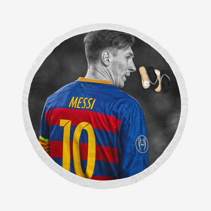 Lionel Messi Competitive Football Player Round Beach Towel