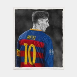 Lionel Messi Competitive Football Player Sherpa Fleece Blanket 1