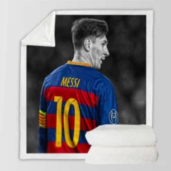 Lionel Messi Competitive Football Player Sherpa Fleece Blanket