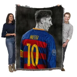 Lionel Messi Competitive Football Player Woven Blanket