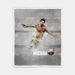 Lionel Messi Copa del Rey Footballer Player Sherpa Fleece Blanket 1