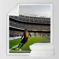 Lionel Messi Dependable Barca Sports Player Sherpa Fleece Blanket
