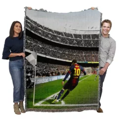Lionel Messi Dependable Barca Sports Player Woven Blanket