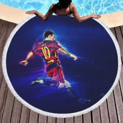 Lionel Messi Ethical Football Player Round Beach Towel 1