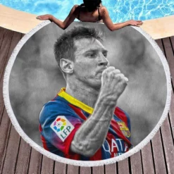 Lionel Messi European Cup Football Player Round Beach Towel 1