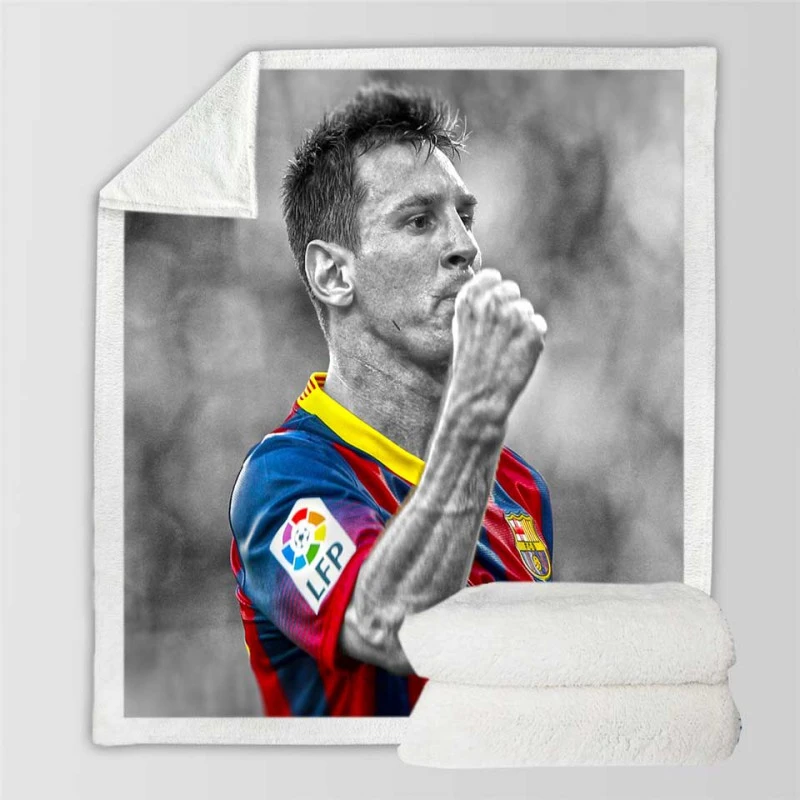 Lionel Messi European Cup Football Player Sherpa Fleece Blanket