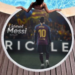 Lionel Messi Footballer Player GOAT Round Beach Towel 1