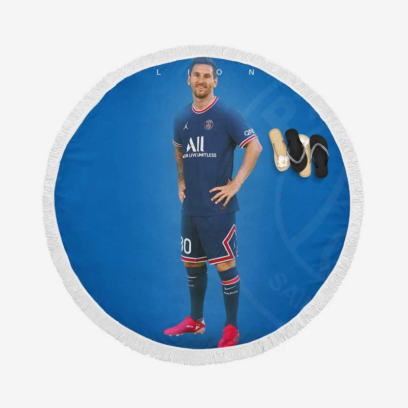 Lionel Messi French Cup Footballer Round Beach Towel