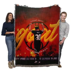 Lionel Messi GOAT Soccer Player Woven Blanket