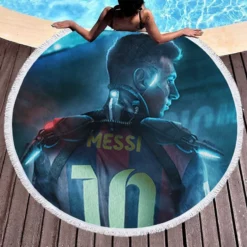Lionel Messi Humble Football Player Round Beach Towel 1