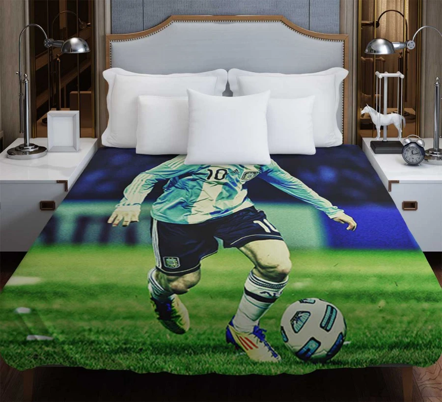 Lionel Messi Inspiring Argentina Sports Player Duvet Cover