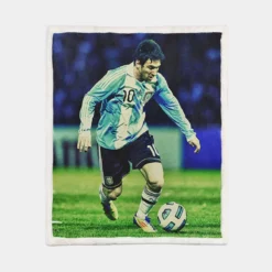 Lionel Messi Inspiring Argentina Sports Player Sherpa Fleece Blanket 1