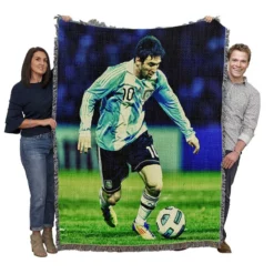 Lionel Messi Inspiring Argentina Sports Player Woven Blanket
