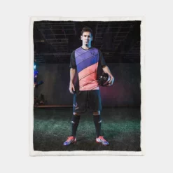 Lionel Messi Intimidating Footballer Player Sherpa Fleece Blanket 1