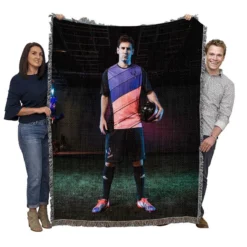 Lionel Messi Intimidating Footballer Player Woven Blanket