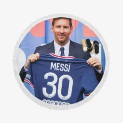 Lionel Messi Ligue 1 Soccer Player Round Beach Towel