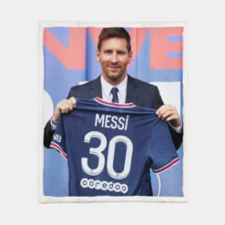 Lionel Messi Ligue 1 Soccer Player Sherpa Fleece Blanket 1