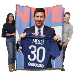 Lionel Messi Ligue 1 Soccer Player Woven Blanket