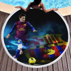 Lionel Messi Mature sports Player Round Beach Towel 1