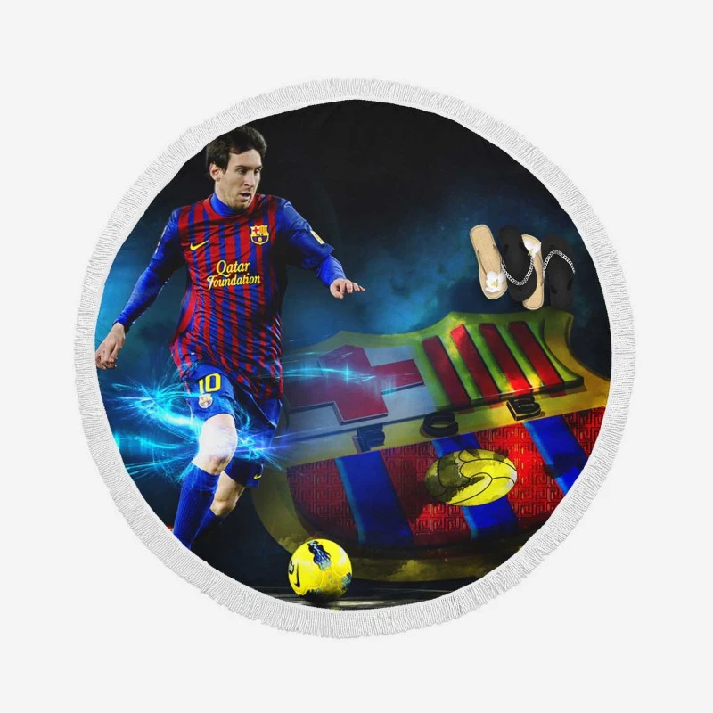 Lionel Messi Mature sports Player Round Beach Towel